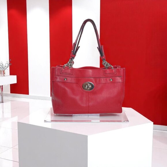 COACH Penelope red satchel /shoulder bag turnlock - Picture 1 of 11